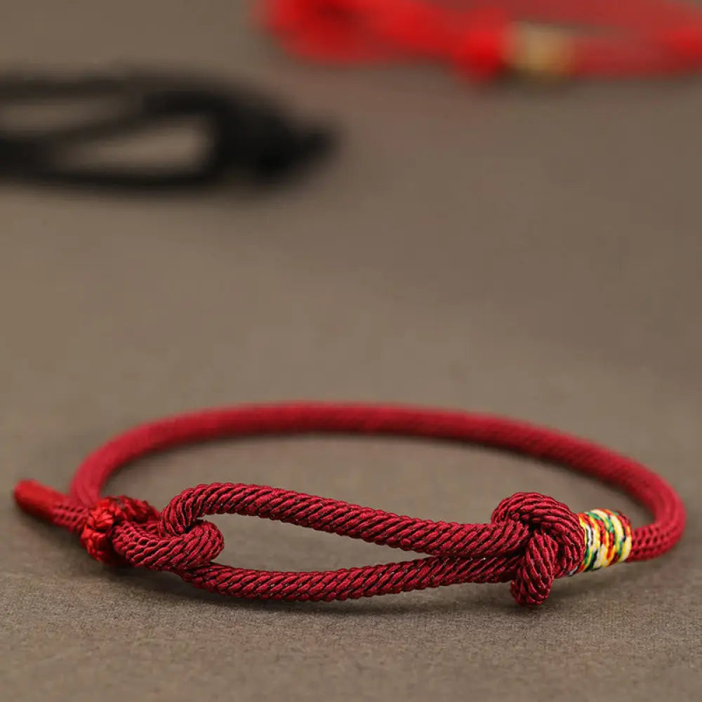 BWOOOH Red String 925 Sterling Silver 999 Sterling Silver Coin Luck Bracelet - BWOOOH - Dark Red String