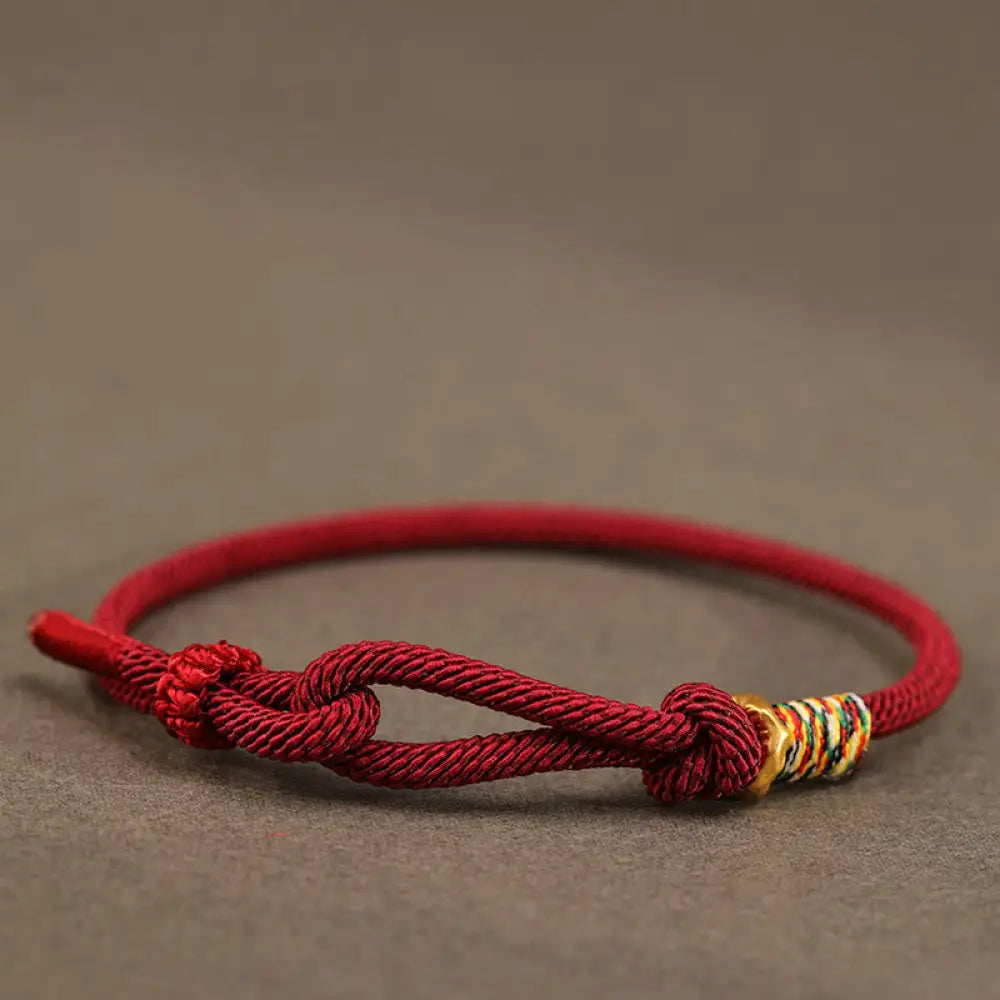 Buddha Stones Red String 925 Sterling Silver 999 Sterling Silver Coin Luck Bracelet - BWOOOH - Dark Red String / 999