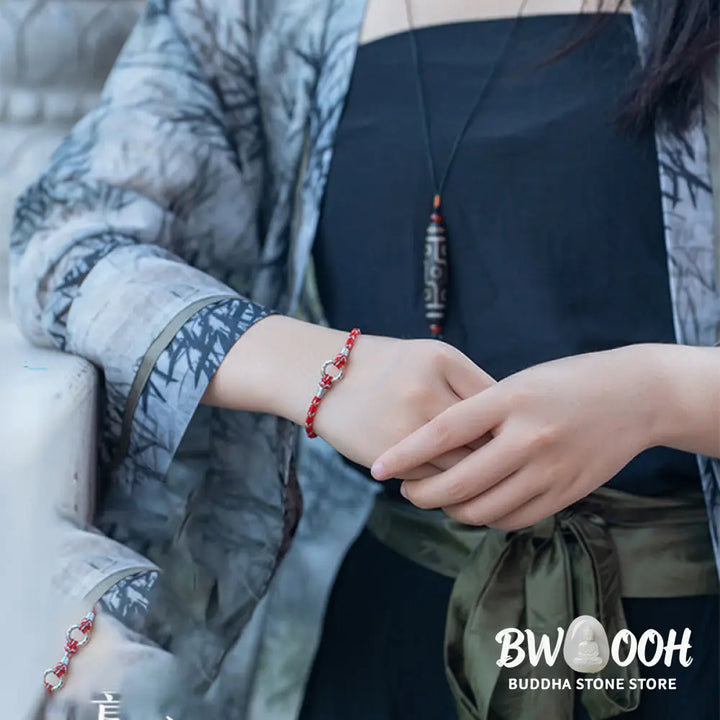 Buddha Stones Red String 925 Sterling Silver Safe Luck Bracelet - BWOOOH - Bracelet