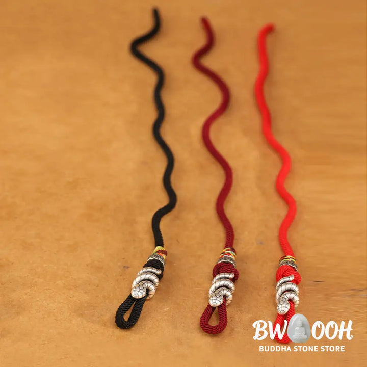 Buddha Stones Red String 925 Sterling Silver Year of the Snake Coin Ring Snake Luck Bracelet - BWOOOH - Bracelet