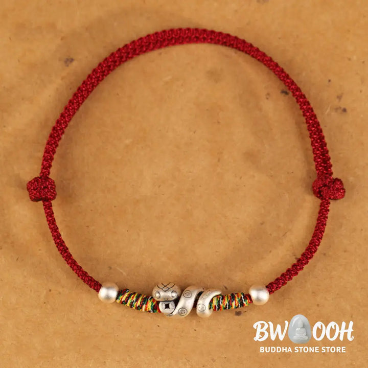 Buddha Stones Red String 999 Sterling Silver Year Of The Snake Anklet - Anklet
