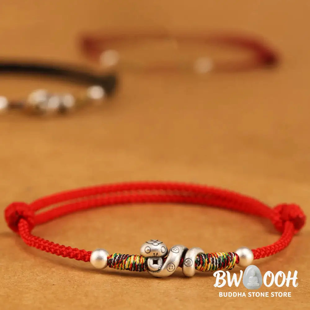 Buddha Stones Red String 999 Sterling Silver Year Of The Snake Anklet - Anklet
