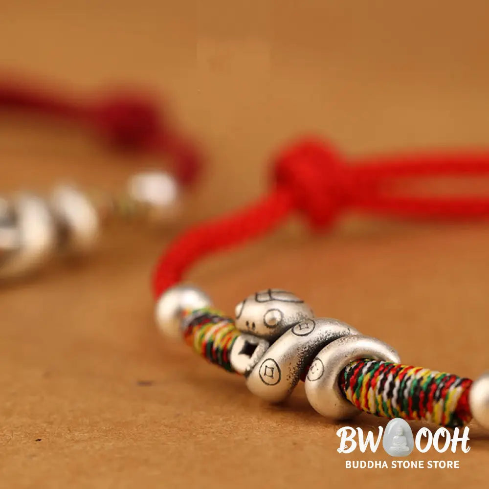 Buddha Stones Red String 999 Sterling Silver Year Of The Snake Anklet - Anklet