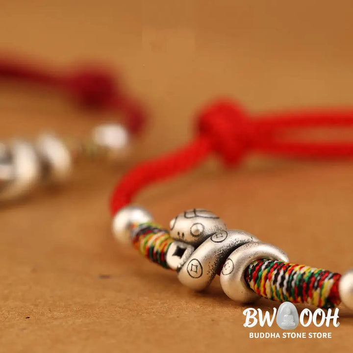 Buddha Stones Red String 999 Sterling Silver Year Of The Snake Anklet - Anklet