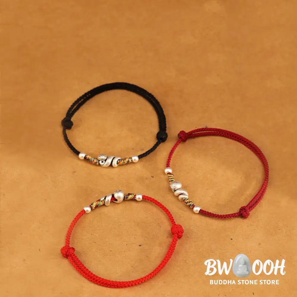Buddha Stones Red String 999 Sterling Silver Year Of The Snake Anklet - Anklet