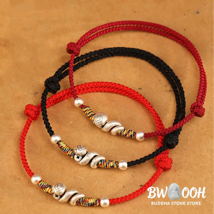 Buddha Stones Red String 999 Sterling Silver Year Of The Snake Anklet - Anklet