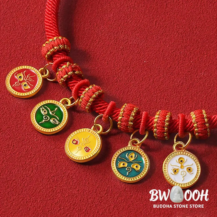 Buddha Stones Red String Bead Compass Gourd Protection Adjustable Cats Dogs Pet Collar - Pet Collar
