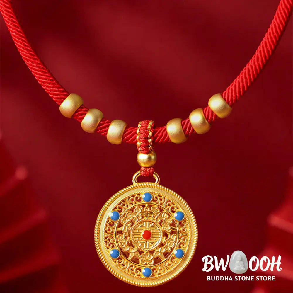 Buddha Stones Red String Bead Compass Gourd Protection Adjustable Cats Dogs Pet Collar - Pet Collar