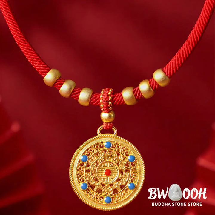 Buddha Stones Red String Bead Compass Gourd Protection Adjustable Cats Dogs Pet Collar - Pet Collar