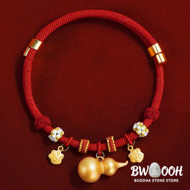 Buddha Stones Red String Bead Compass Gourd Protection Adjustable Cats Dogs Pet Collar - Pet Collar