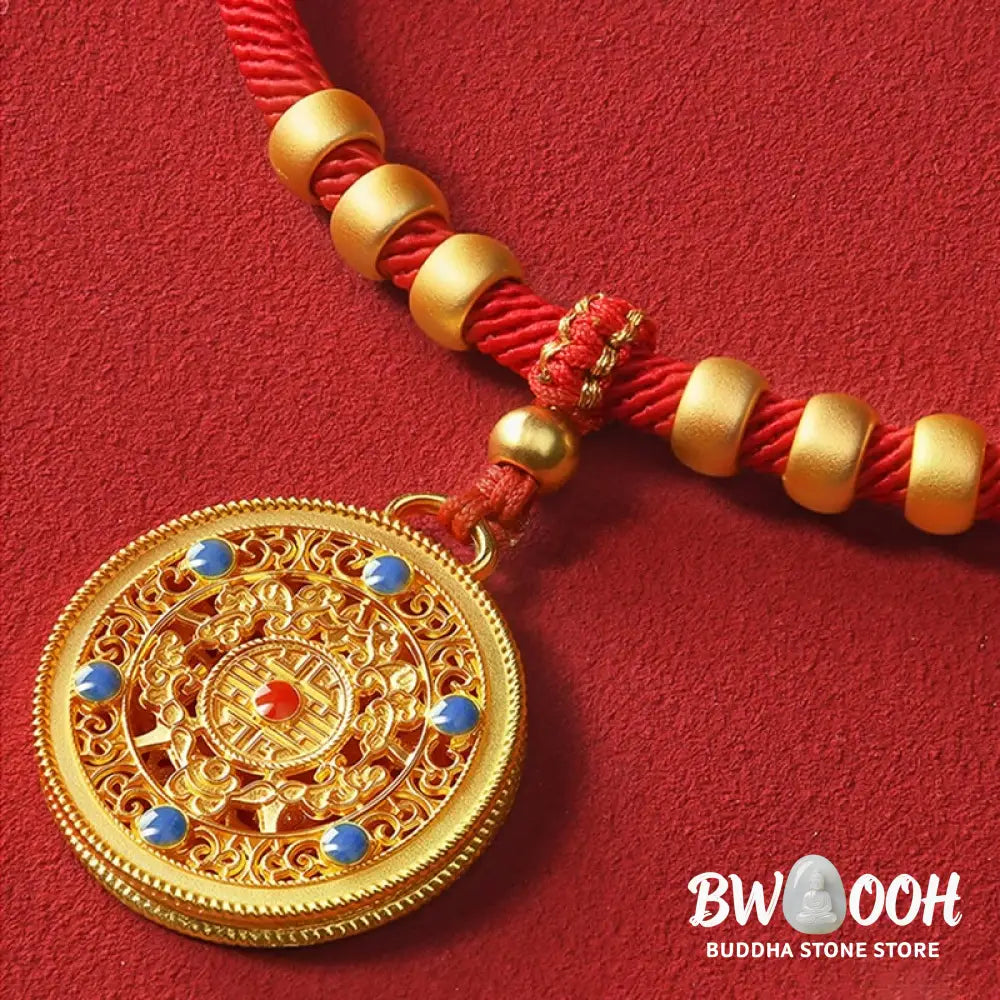Buddha Stones Red String Bead Compass Gourd Protection Adjustable Cats Dogs Pet Collar - Pet Collar