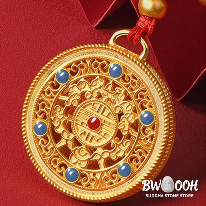 Buddha Stones Red String Bead Compass Gourd Protection Adjustable Cats Dogs Pet Collar - Pet Collar