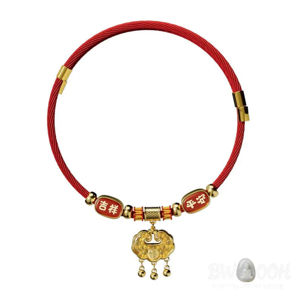 Buddha Stones Red String Bead Fu Character Luck Adjustable Cats Dogs Pet Collar - Pet Collar