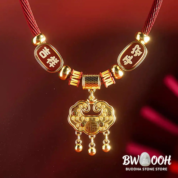 Buddha Stones Red String Bead Fu Character Luck Adjustable Cats Dogs Pet Collar - Pet Collar