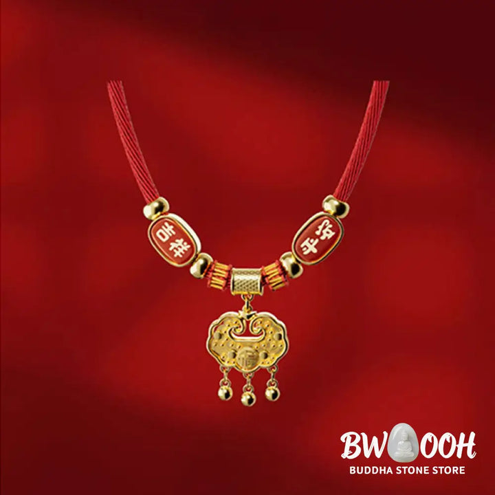 Buddha Stones Red String Bead Fu Character Luck Adjustable Cats Dogs Pet Collar - Pet Collar