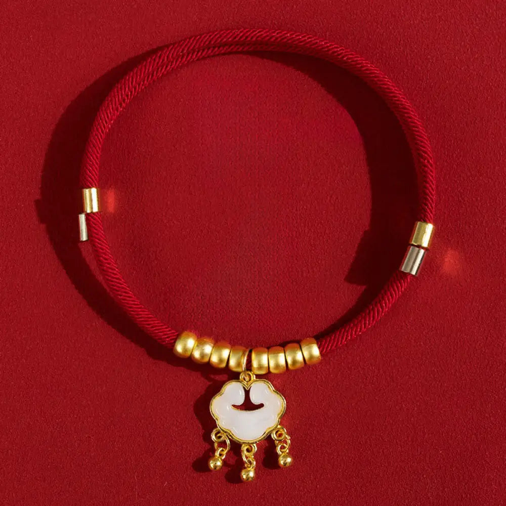 Buddha Stones Red String Bead Protection Adjustable Cats Small Dogs Pet Collar - Glass Pendant / 16-30cm - Pet Collar