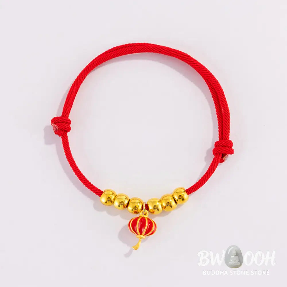 Buddha Stones Red String Bead Yuanbao Fu Character Protection Adjustable Cats Dogs Pet Collar - Pet Collar
