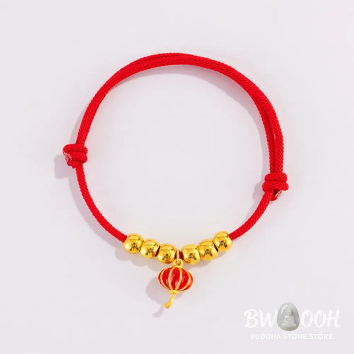 Buddha Stones Red String Bead Yuanbao Fu Character Protection Adjustable Cats Dogs Pet Collar - Pet Collar