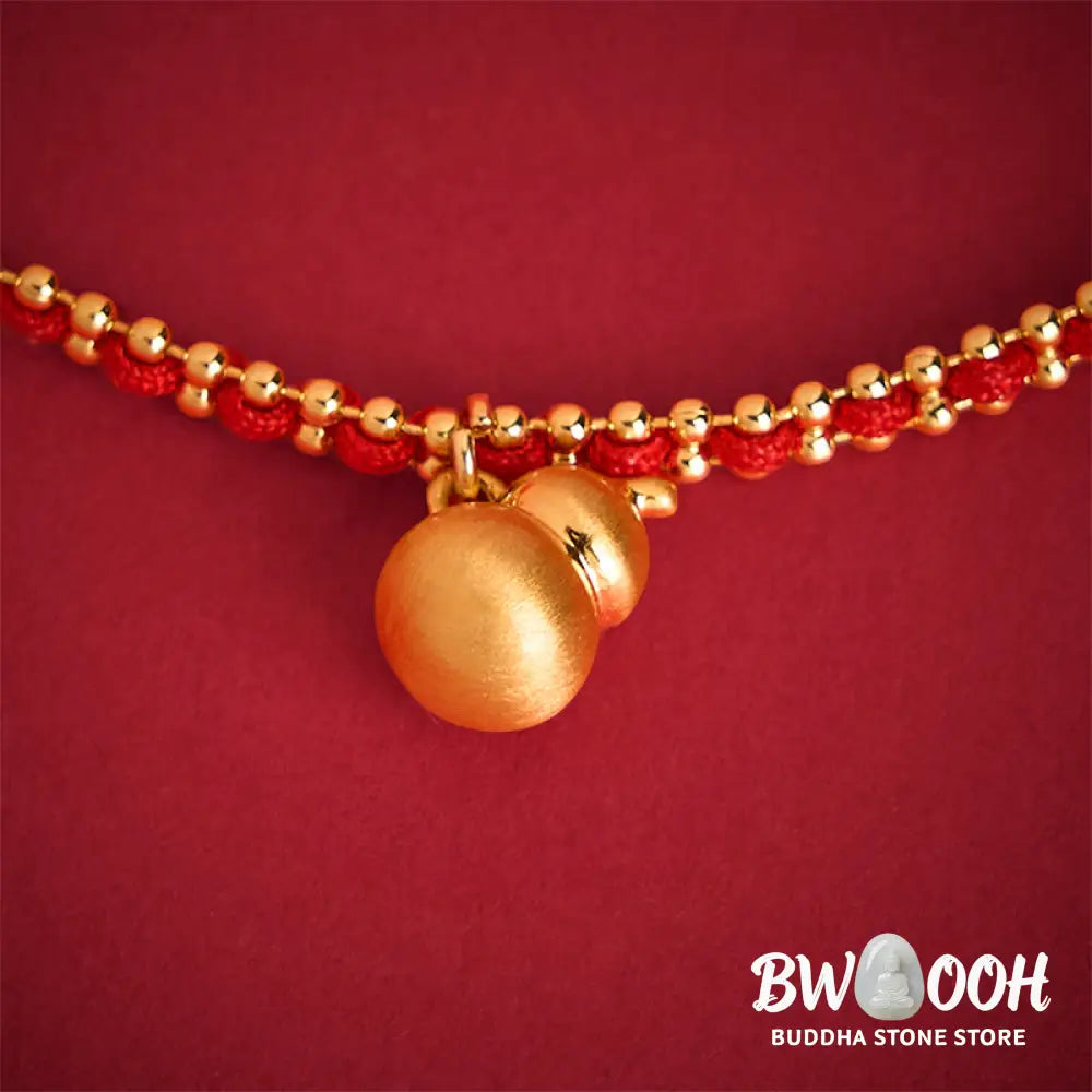 Buddha Stones Red String Copper Brass Gourd Strength Wealth Bracelet - Red String &amp; Copper Brass(Wrist Circumference: