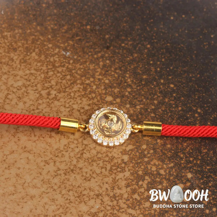 Buddha Stones Red String Copper Brass Rotatable Windmill Feng Sheng Shui Qi Protection Braided Bracelet - BWOOOH - Red