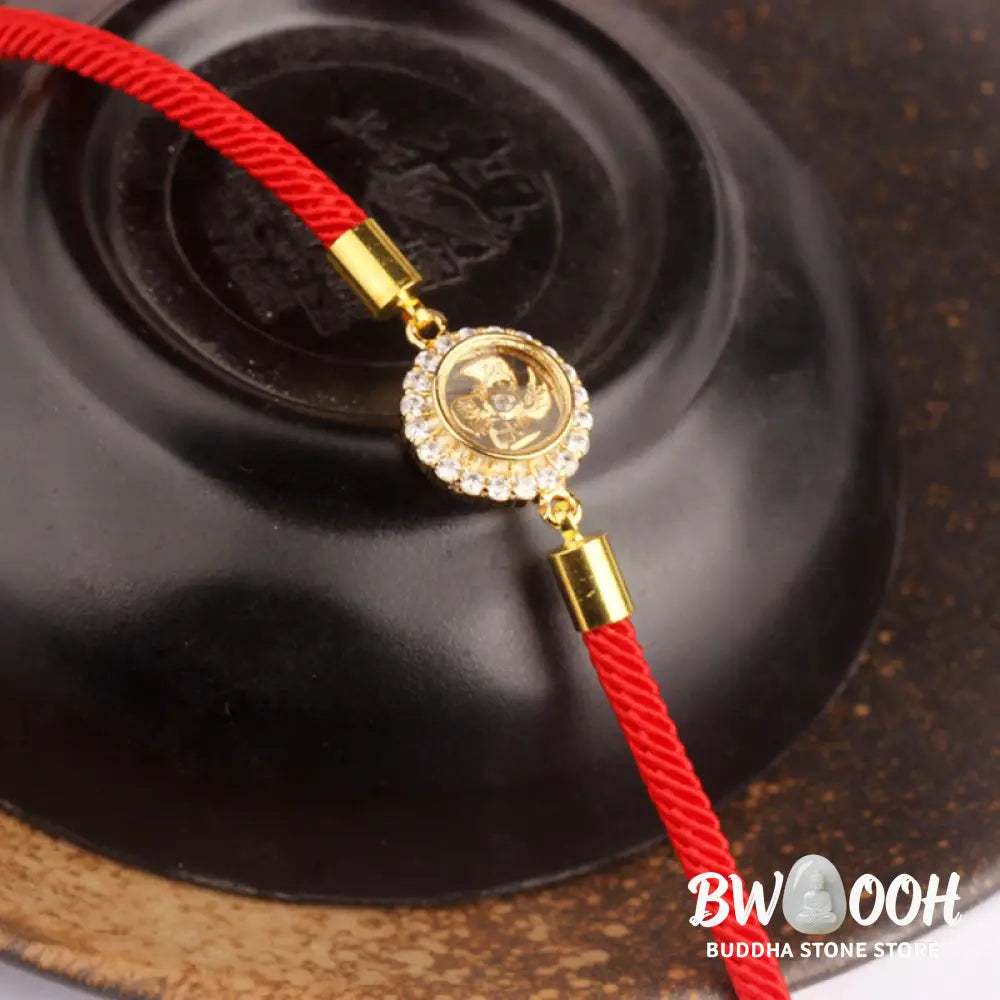 Buddha Stones Red String Copper Brass Rotatable Windmill Feng Sheng Shui Qi Protection Braided Bracelet - BWOOOH - Red