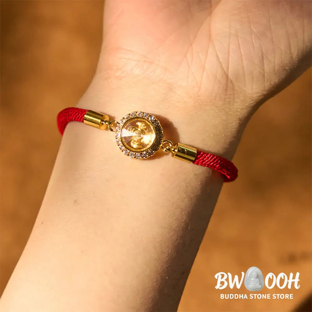 Buddha Stones Red String Copper Brass Rotatable Windmill Feng Sheng Shui Qi Protection Braided Bracelet - BWOOOH - Red