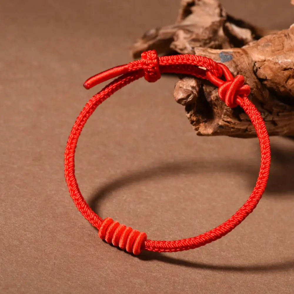 Buddha Stones Red String Eight Stranded Rope Strength Bracelet - Red String(Wrist Circumference: 15-25cm) - Bracelet