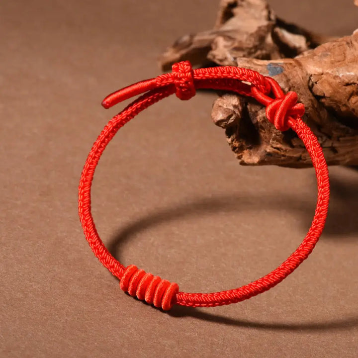 Buddha Stones Red String Eight Stranded Rope Strength Bracelet - Red String(Wrist Circumference: 15-25cm) - Bracelet