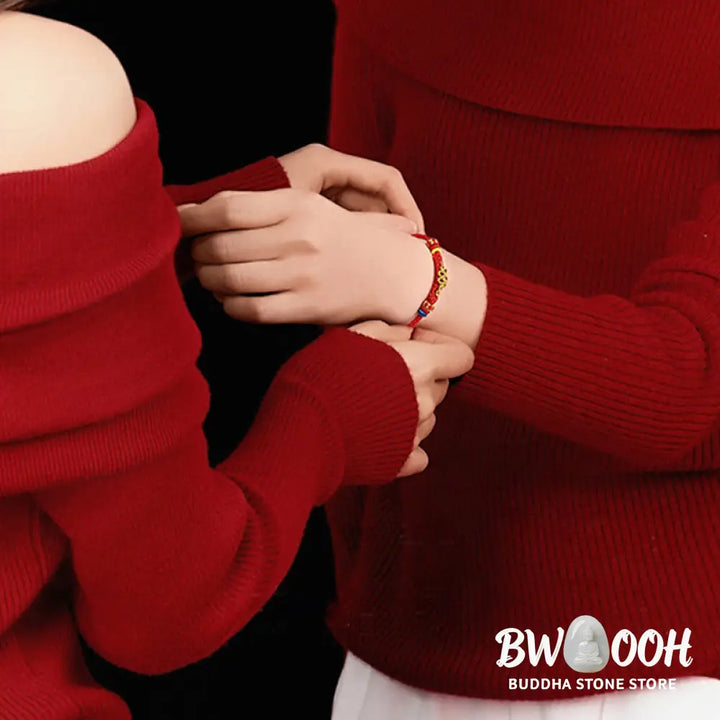 Buddha Stones Red String Eight Thread Peace Knot Year Of The Snake Protection Braided Bracelet - BWOOOH - Bracelet