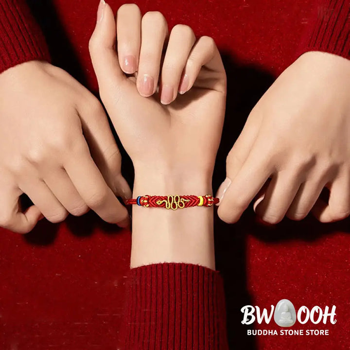 Buddha Stones Red String Eight Thread Peace Knot Year Of The Snake Protection Braided Bracelet - BWOOOH - Bracelet