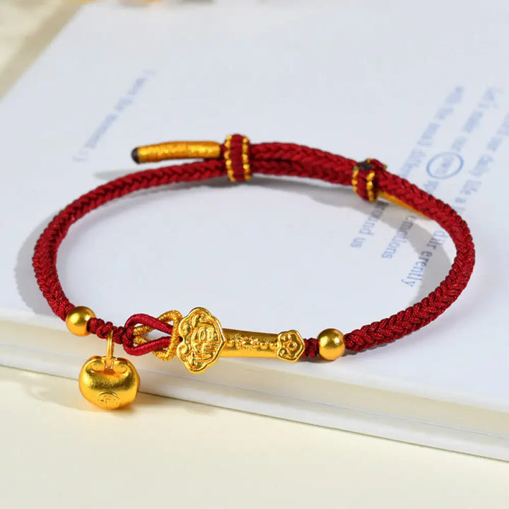 BWOOOH Red String Fu Character Ingot Ruyi Stick Luck Braided Bracelet - BWOOOH - Red String (Wrist