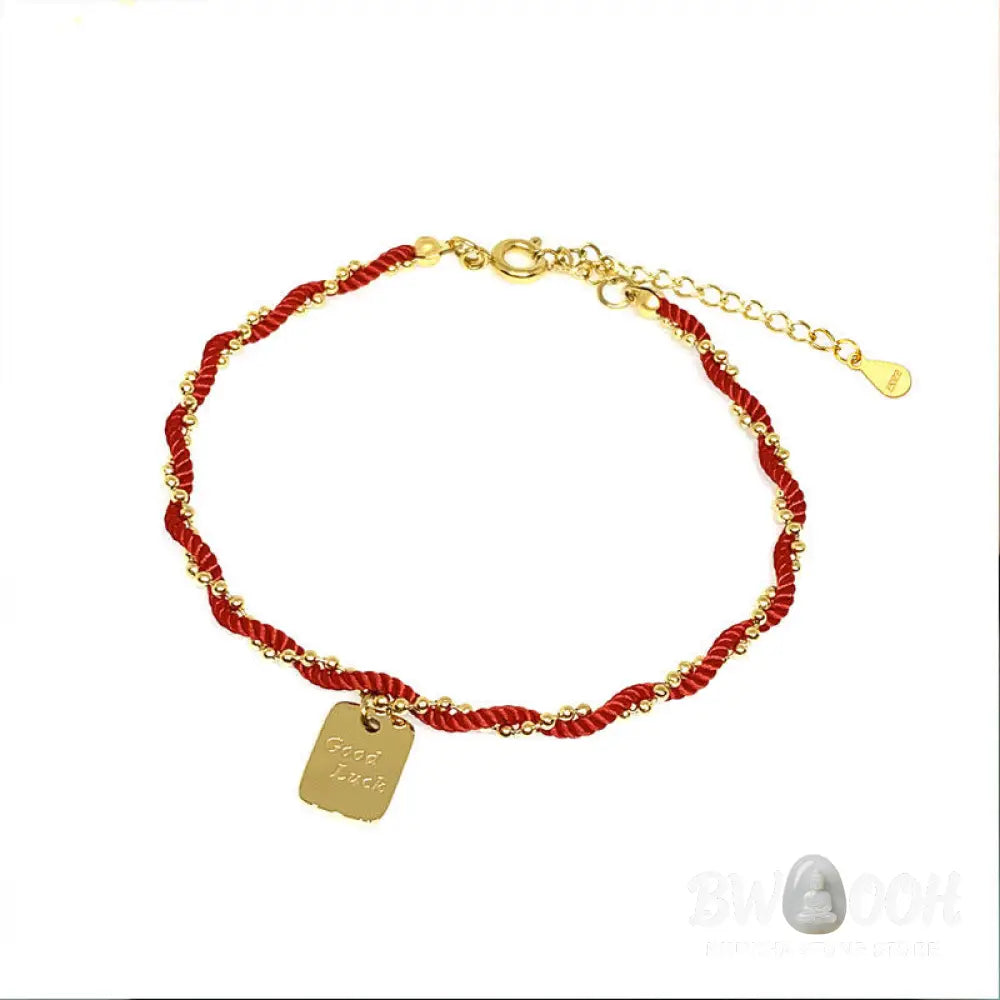 Buddha Stones Red String Gold Plated Copper Good Luck Strength Bracelet - BWOOOH - Red String(Wrist Circumference: