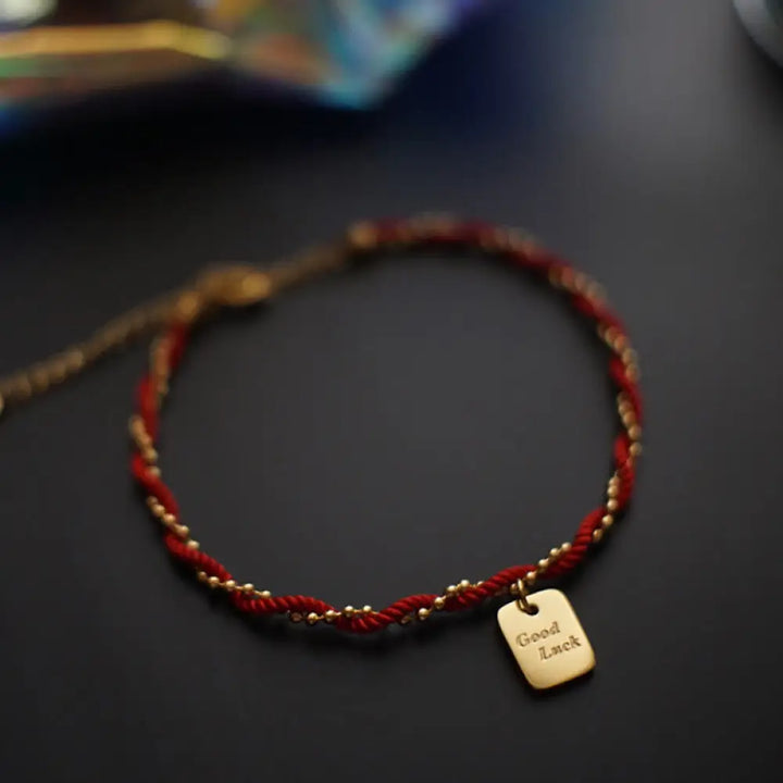 BWOOOH Red String Gold Plated Copper Good Luck Strength Bracelet - BWOOOH - Red String(Wrist Circumference: