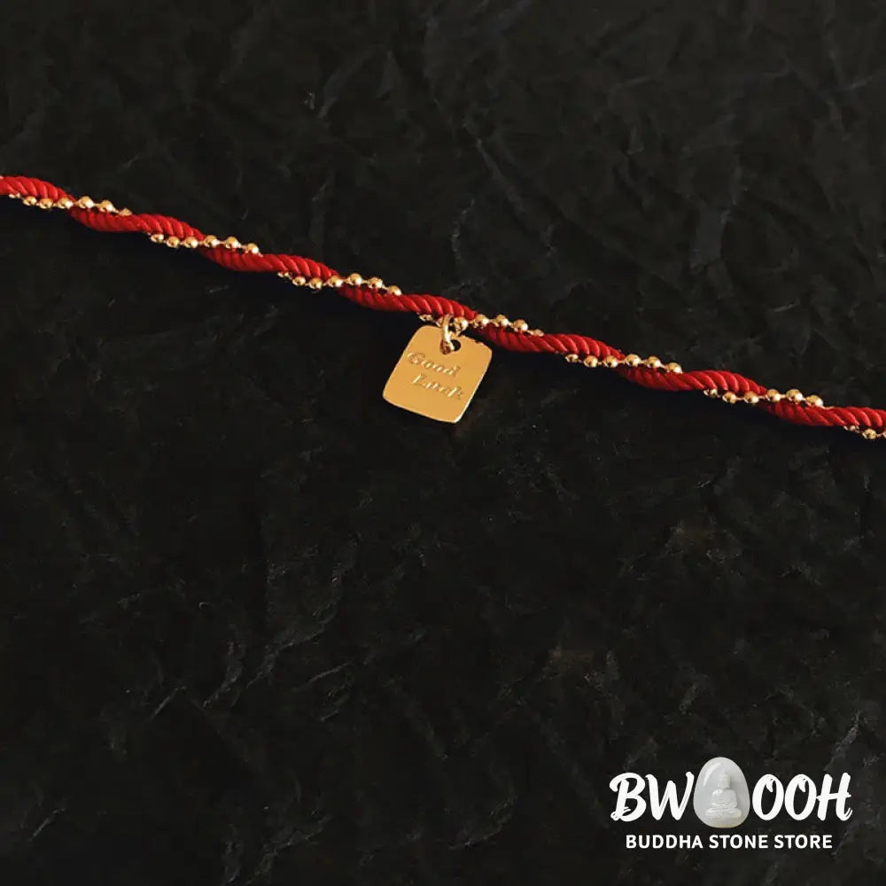 Buddha Stones Red String Gold Plated Copper Good Luck Strength Bracelet - BWOOOH - Red String(Wrist Circumference: