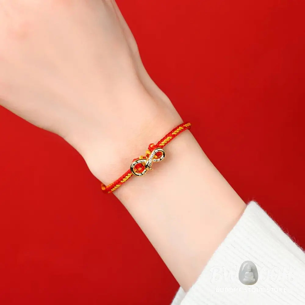 Buddha Stones Red String Mobius Strip Year Of The Snake Luck Braided Bracelet - BWOOOH - Red String (Wrist
