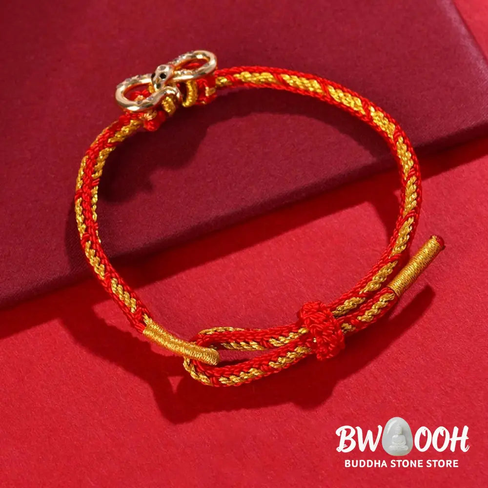 Buddha Stones Red String Mobius Strip Year Of The Snake Luck Braided Bracelet - BWOOOH - Red String (Wrist