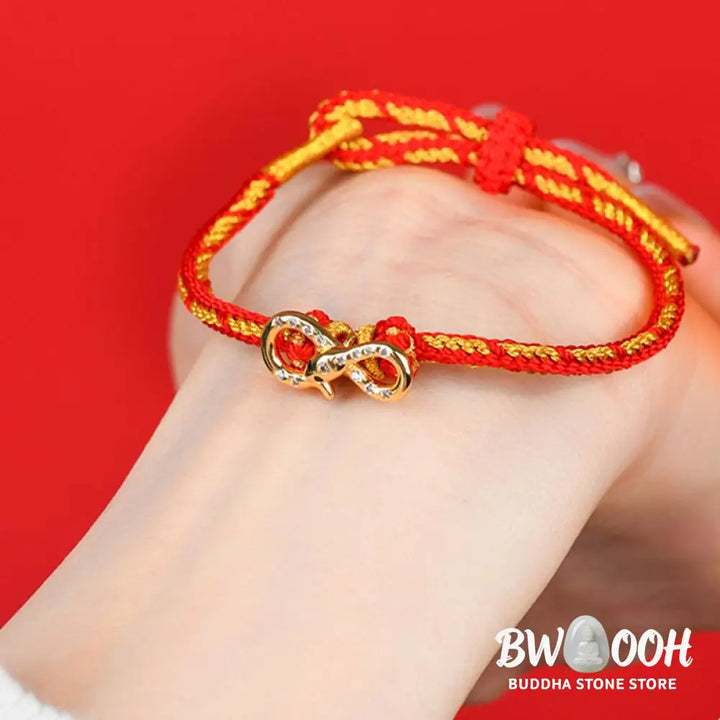 Buddha Stones Red String Mobius Strip Year Of The Snake Luck Braided Bracelet - BWOOOH - Red String (Wrist