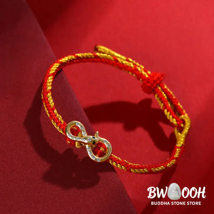 Buddha Stones Red String Mobius Strip Year Of The Snake Luck Braided Bracelet - BWOOOH - Red String (Wrist