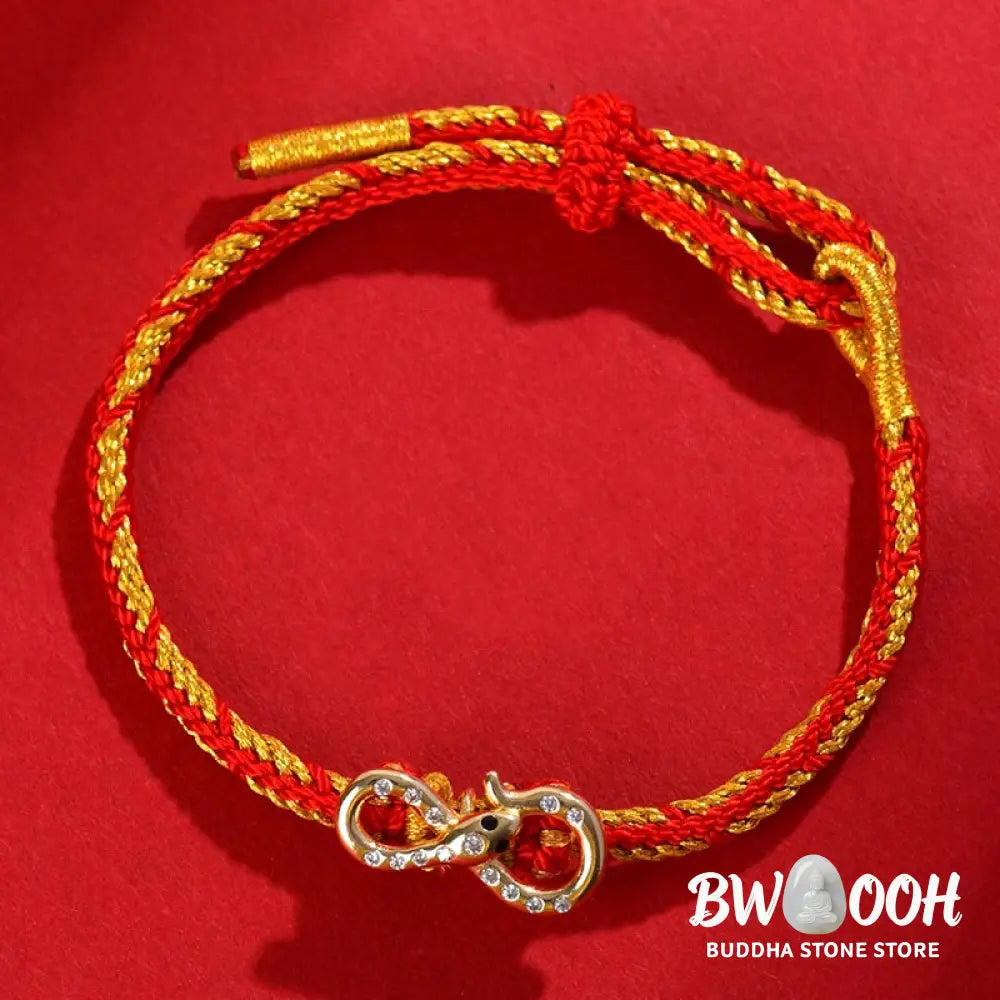 Buddha Stones Red String Mobius Strip Year Of The Snake Luck Braided Bracelet - BWOOOH - Red String (Wrist