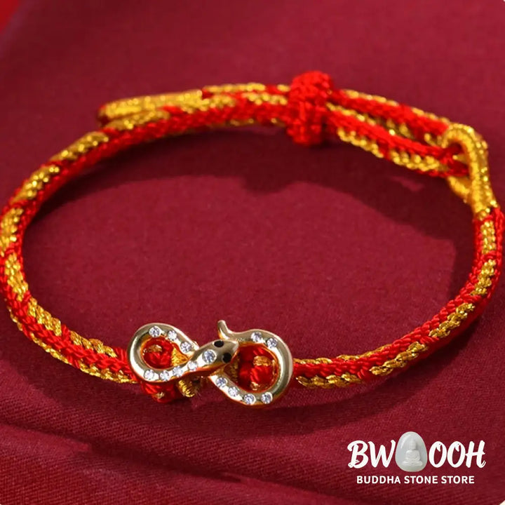Buddha Stones Red String Mobius Strip Year Of The Snake Luck Braided Bracelet - BWOOOH - Red String (Wrist