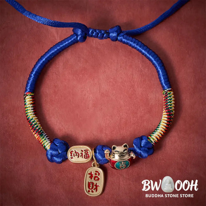 Buddha Stones Red String Plaited Auspicious Fu Character Protection Adjustable Cats Pet Collar - Pet Collar