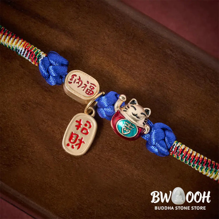 Buddha Stones Red String Plaited Auspicious Fu Character Protection Adjustable Cats Pet Collar - Pet Collar