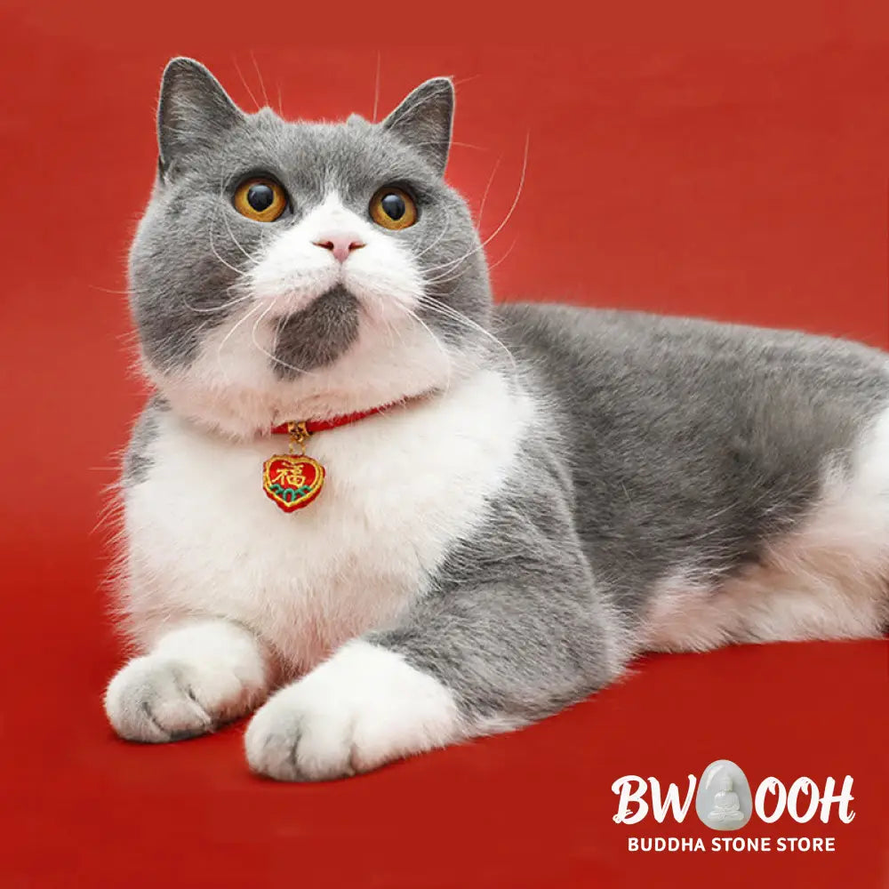 Buddha Stones Red String Plaited Embroidery Tiger Fu Character Protection Adjustable Cats Dogs Pet Collar - Pet Collar