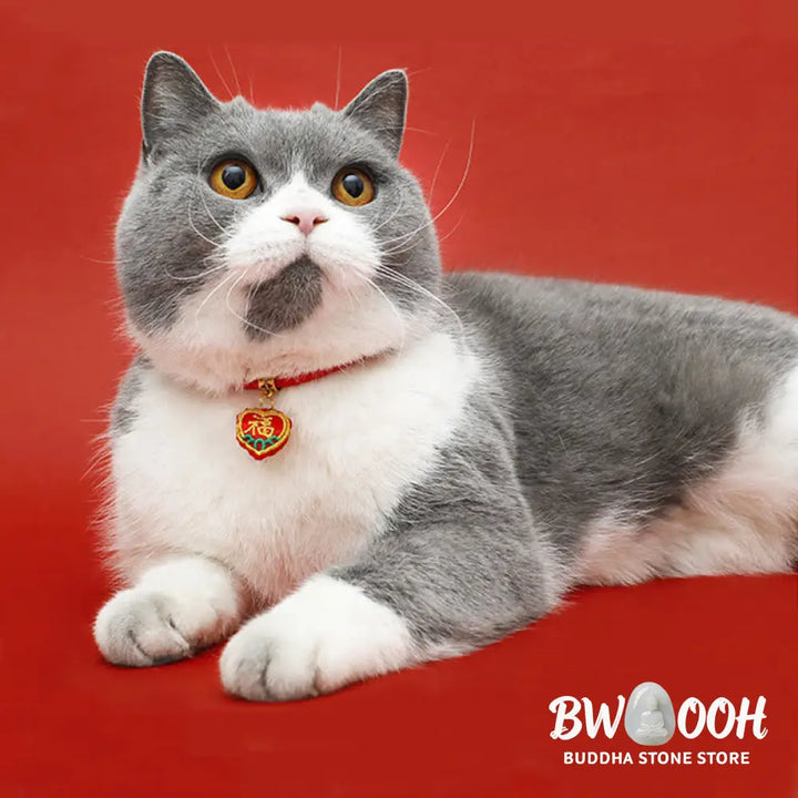 Buddha Stones Red String Plaited Embroidery Tiger Fu Character Protection Adjustable Cats Dogs Pet Collar - Pet Collar