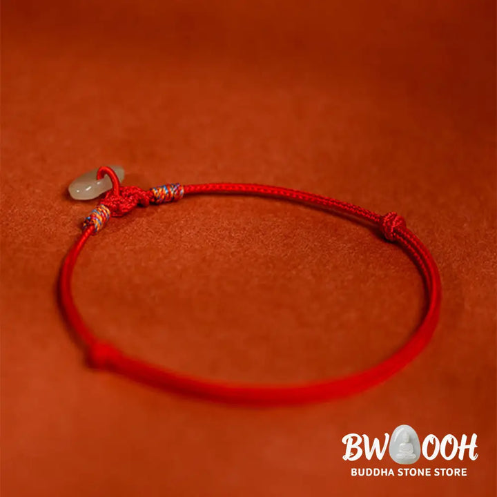 Buddha Stones Red String Plaited Jade Protection Adjustable Cats Dogs Pet Collar - Pet Collar
