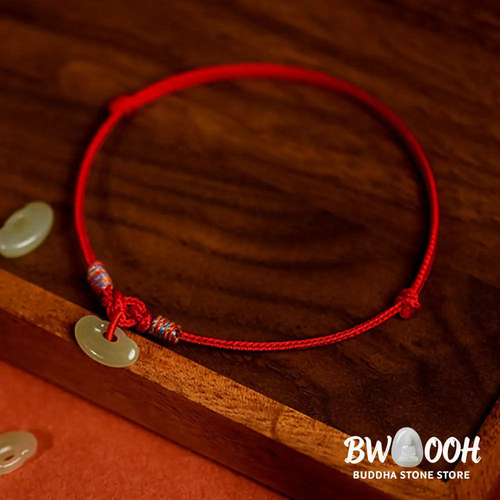 Buddha Stones Red String Plaited Jade Protection Adjustable Cats Dogs Pet Collar - Pet Collar
