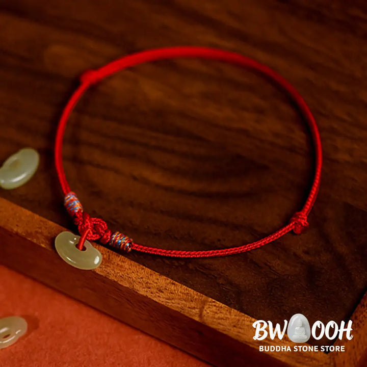 Buddha Stones Red String Plaited Jade Protection Adjustable Cats Dogs Pet Collar - Pet Collar