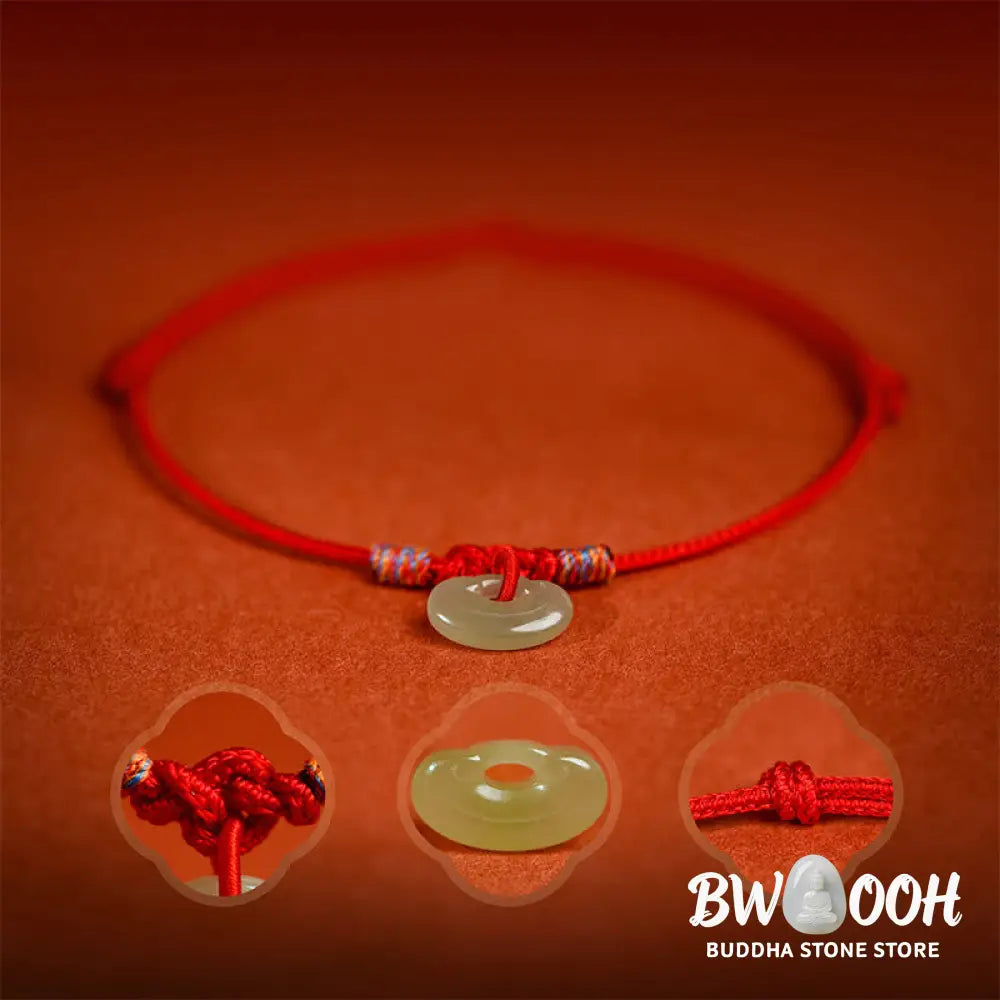 Buddha Stones Red String Plaited Jade Protection Adjustable Cats Dogs Pet Collar - Pet Collar
