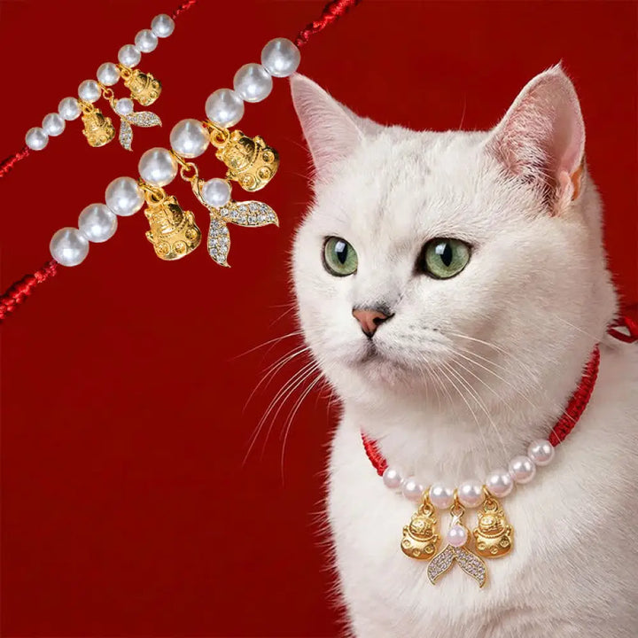 BWOOOH Red String Plaited Pearl Fish Tail Protection Adju