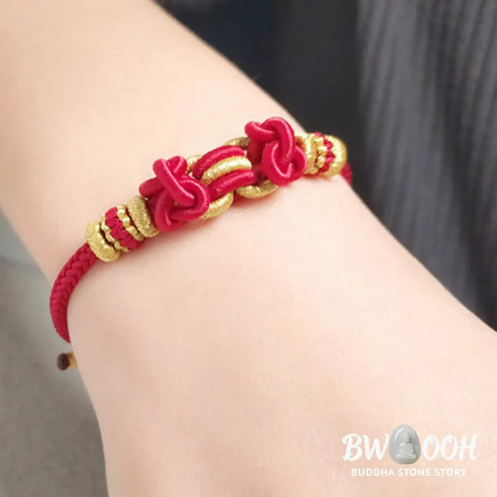 Buddha Stones Red String Saddle Knot Strength Bracelet - BWOOOH - Bracelet